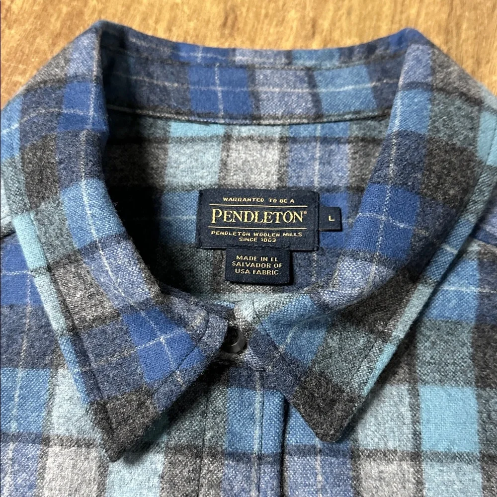 BFS🖤Pendleton nwot blue original surf board button down 100% virgin wool shirt - Picture 6 of 9